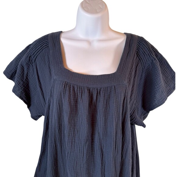 Madewell Dress S Lightspun Butterfly Square‎ Neck Mini Navy Blue Coastal Beach - Picture 3 of 11